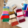 Colourful Striped Plush Gloves