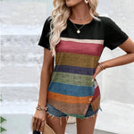 Irregular Colorful Stripe T-Shirt