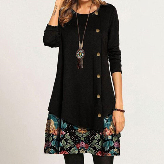 Casual Double-Layered Floral Print Dress
