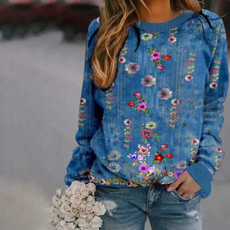 Casual Floral Print Sweatshirt