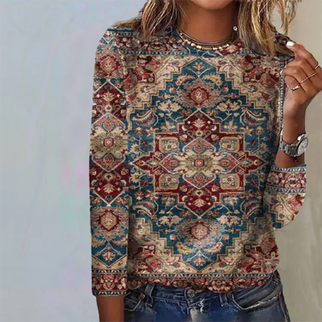 Vintage Ethnic Style Printed T-Shirt