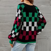 Contrast Color Plaid Sweater