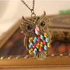 Vintage Colorful Diamond Owl Necklace