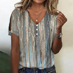 Chic Buttoned V-Neck T-Shirt