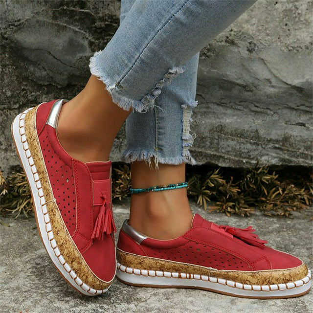 Tassel Decoration Hollow Out Shoes