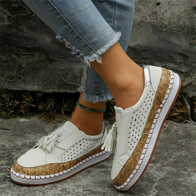 Tassel Decoration Hollow Out Shoes