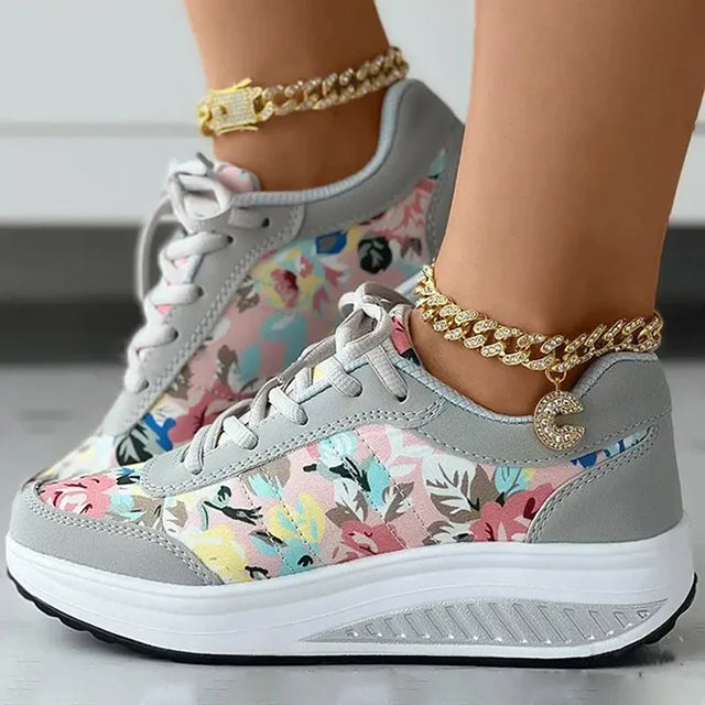 Floral Print Platform Sneakers