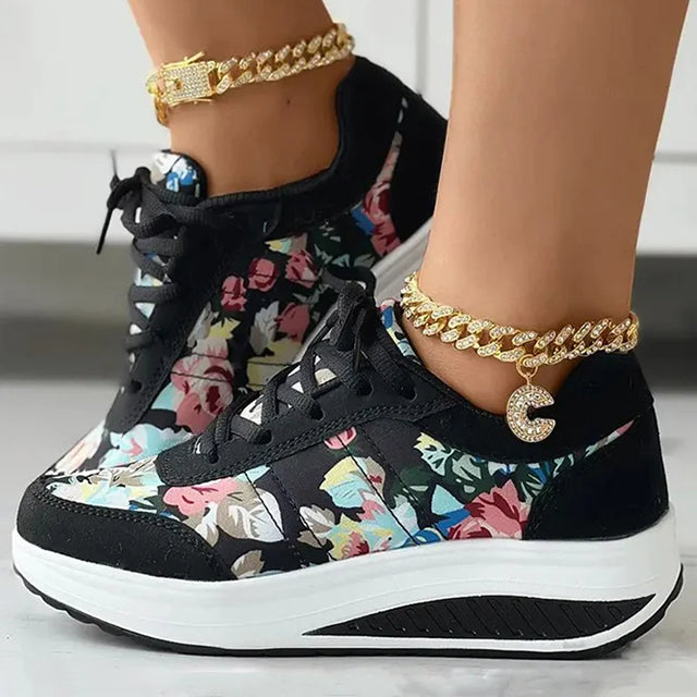 Floral Print Platform Sneakers