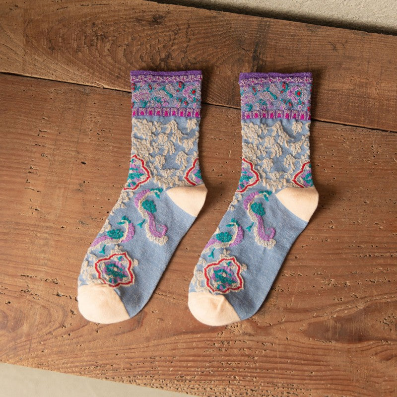 Vintage Floral Jacquard Socks