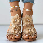 Floral Decoration Wedge Sandals