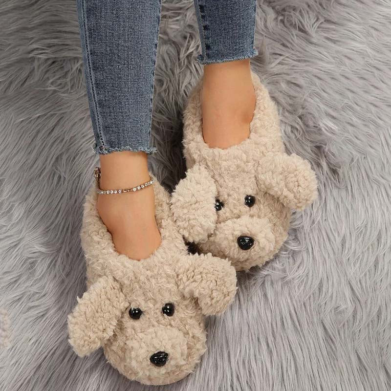 Cartoon Dog Plush Slippers