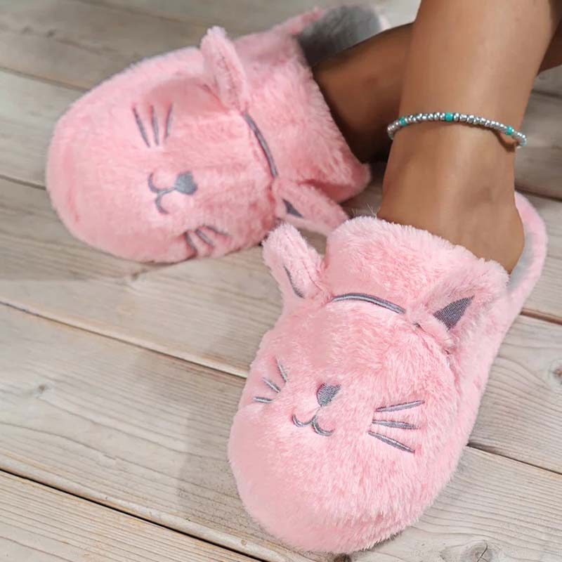 Cartoon Cat Plush Slippers