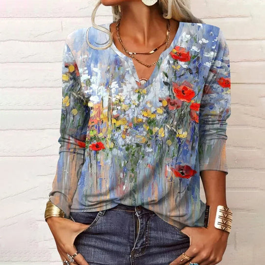 Casual Floral Print Blouse