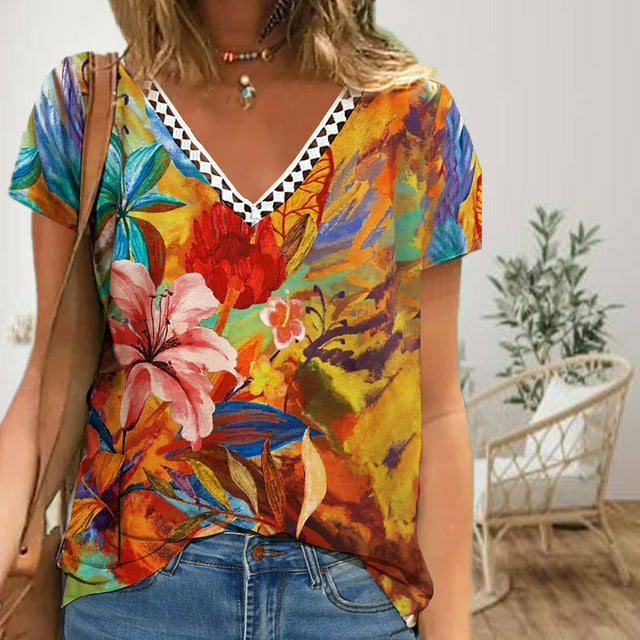 Colorful Floral Print T-Shirt