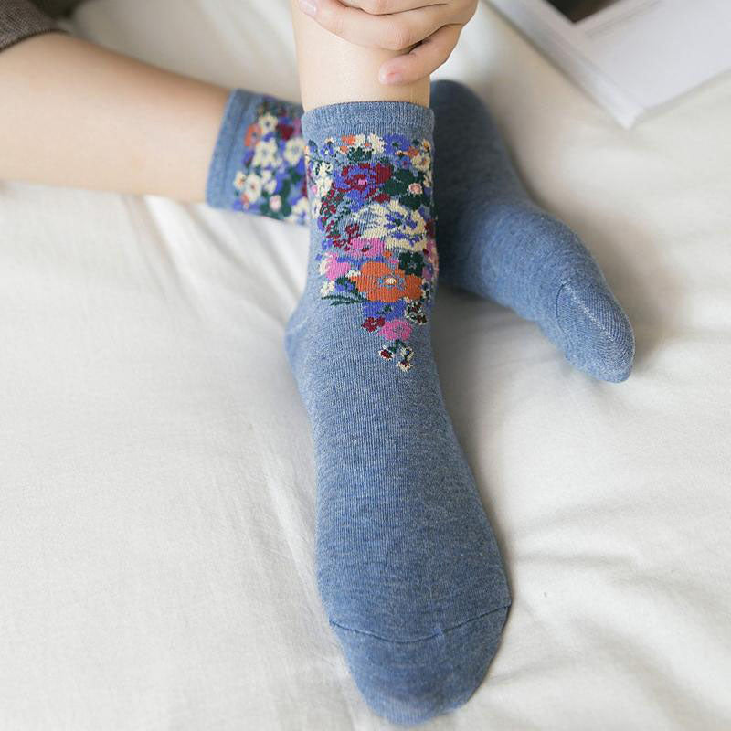 Pack Of 6 Pairs Of Floral Socks