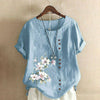 【Cotton and Linen】Casual Floral Print Blouse
