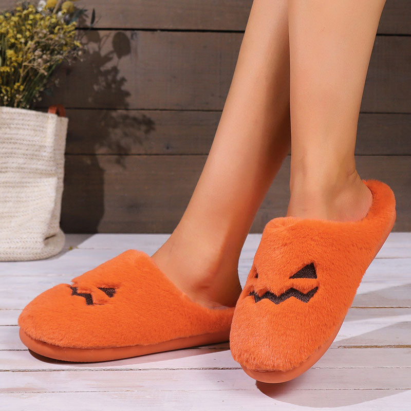 Halloween Pumpkin Plush Slippers