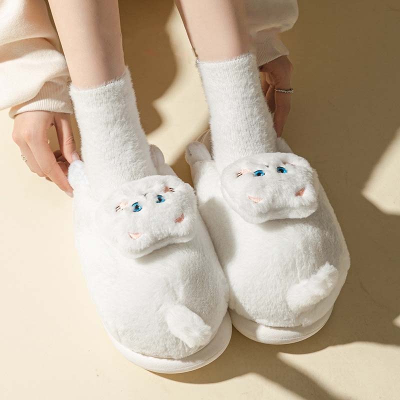 Cartoon Cat Plush Slippers