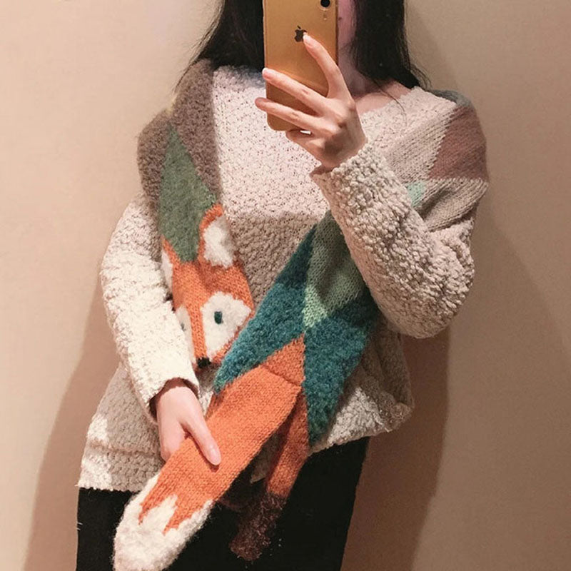Warm Fox Knitted Scarf