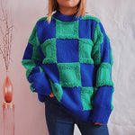 Plaid Patchwork Casual Sweater