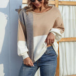 Contrast Color Lantern Sleeve Sweater