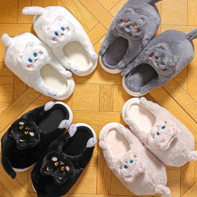 Cartoon Cat Plush Slippers