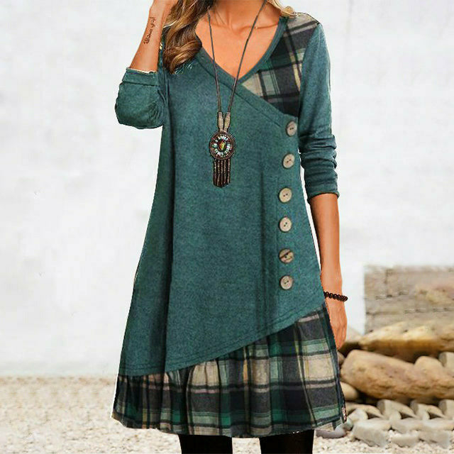 Irregular Plaid Patchwork Dress – Susan Julie