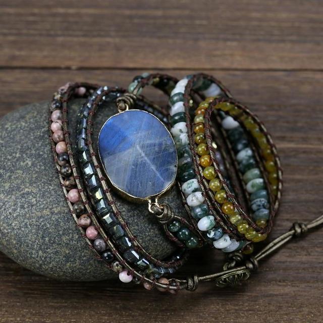 Natural Stone Charm Bracelet