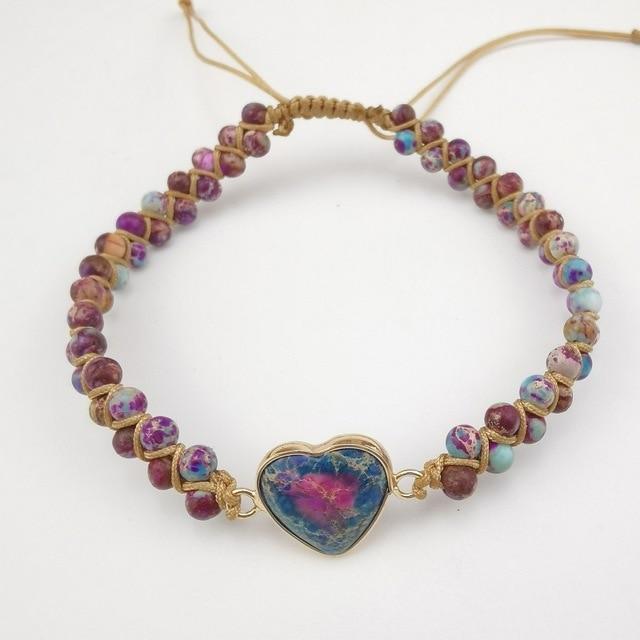 Handmade Natural Stone Heart Bracelet