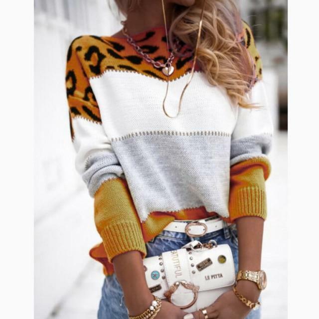 Fashion Patchwork Knitted Sweater