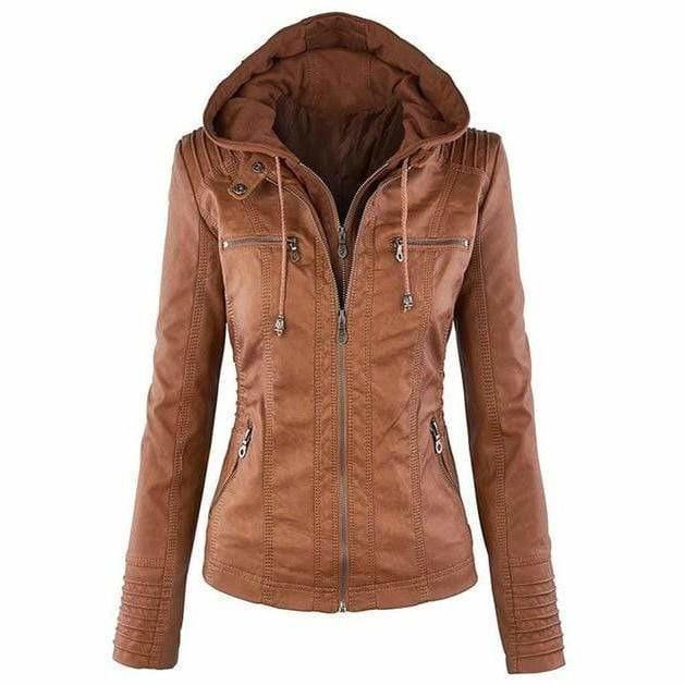 Casual Hooded Leather Jacket
